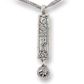 Spiritual Peace Necklace - Sterling-Coated Pewter Pendant on Multi-Strand Sterling Silver