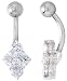 Belly Button Ring with Clustered Clear Cubic Zirconia on Sterling Silver Setting Stones