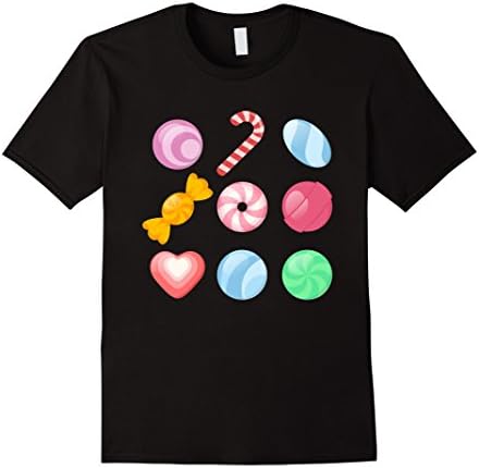 Men's Hard Candies Varieties - Candy YUM! Candy Cane  Mint T Shirt Large Black