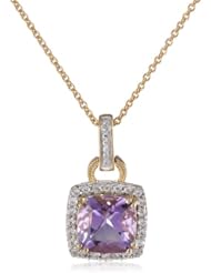 Sterling Silver Yellow Gold Plated Birthstone with Gemstone and Created White Sapphire Pendant Necklace, 18"