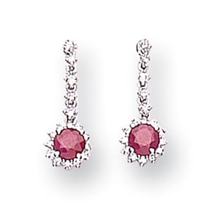 Diamond with Ruby Earrings in 9ct White Gold