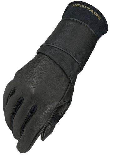 Heritage Pro 8.0 Bull Riding Glove (Black), Left Hand, Size 7