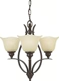 Murray Feiss F2047 3GBZ Morningside 3-Light Chandelier - Grecian Bronze with Cream Snow Glass Shades