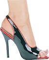 510-Lucia Black Patent Sling back Pumps With Red Trim High Heel Shoes