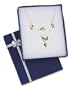 Blue Linen Large Universal Box with Silver Ribbon and Bow