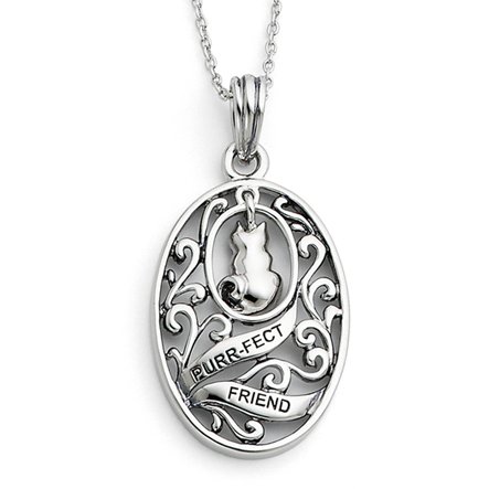 Animal Friends, Cat Necklace in Sterling Silver