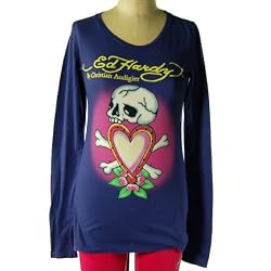 Ed Hardy Long-Sleeved Skull in Love Basic Tee