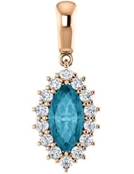 18K Rose Gold 10.00x5.00mm Marquise Cut London Blue Topaz and Diamond Pendant -- LIFETIME WARRANTY