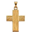 14K Yellow Gold Rugged Cross Pendant - 23.00x19.00mm