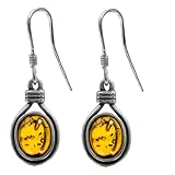 Honey Amber and Sterling Silver Oval Earrings