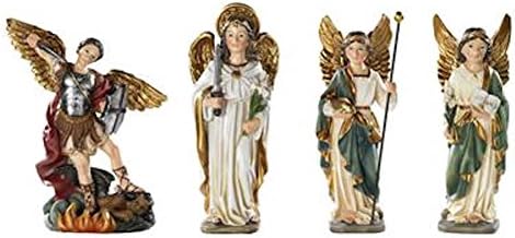 Saint Michael Uriel And Raphael 5 Inch Resin Statue Set Of 4