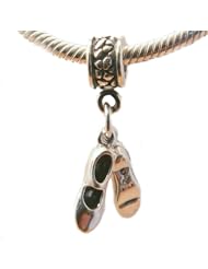 Tap Shoes Dancer Sterling Silver Charm Bead Fits European Style Bead Bracelets Compatible with Most Brands of Bracelets