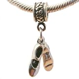 Tap Shoes Dancer Sterling Silver Charm Bead Fits European Style Bead Bracelets