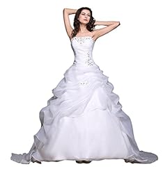 Strapless Chiffon/Organza  Beaded Tiered  Ball Gown  Dress with a Court Train 