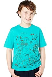 Pure Cotton Map Print T-Shirt with Stay New™