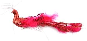 Touch of Nature 20363 Fancy Glitter Peacock Embellishment, 12-1/4-Inch, Red