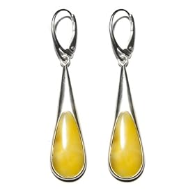 Sterling Silver Butterscotch Amber Slim  Earrings