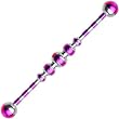 Purple Candy Striped Anodized Ascending Ball Industrial Barbell 37mm