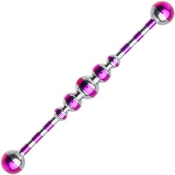 Purple Candy Striped Anodized Ascending Ball Industrial Barbell 37mm