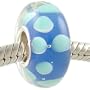 Sky Blue Dots on Cobalt Murano Style Glass Sterling Core European Bead Charm