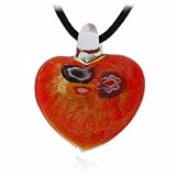 413Eu8KikdL. SL160  Romantic Murano Glass Gold Color Glitter Red Heart Silk Pendant Necklace Valentines Day