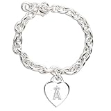 Los Angeles Angels of Anaheim Ladies Silver Heart Charm Bracelet