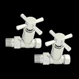 Chrome Straight Towel Rail Radiator Cross Valve Taps