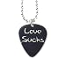 Vampire Guitar Pick Pendant / Two Sided Design - Bite Me and Love Sucks
