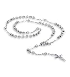 Unique 14k White Gold Cross Crucifix Rosary Necklace