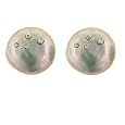 Sterling Silver Inlaid Cubic Zirconia with Platinum Grey Coin Freshwater Cultured Pearl Stud Earrings (14-15mm)