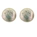 Sterling Silver Inlaid Cubic Zirconia with Platinum Grey Coin Freshwater Cultured Pearl Stud Earrings (14-15mm)