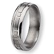 Brushed and Polished Titanium Ring (6.0 mm) With Wood Box - Sizes 8.5-12