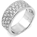 Sterling Silver 3 Rows Half Eternity Championship CZ Ring