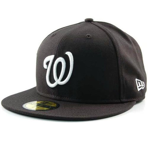 MLB Washington Nationals Black with White Logo 59FIFTY Fitted Cap (7 1/2)