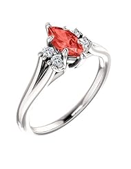 Platinum 8.00x4.00mm Marquise Cut Chatham Created Padparadscha Sapphire and Diamond Ring -- LIFETIME WARRANTY