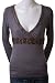 Sassy Sequin V Neck Metallic Embellished Adornment Embroidered Empire Waist Shells Floral Blouse Top Gray