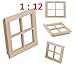 EatingBitingï¼ˆRï¼‰ 1:12 Dollhouse Miniature DIY Wooden Square Windows Furniture Acessories, Dollhouse Miniature Scene Doll Home Furniture Craft Dollhouse Miniature Wooden 4 Pane Window DIY