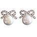YAZILIND Exquisite Full Shining Bow With Cream Stud Earrings
