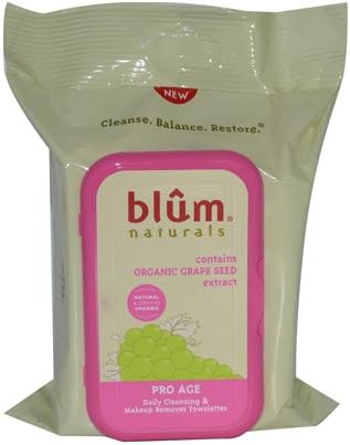 Blum Naturals Daily Cleansing and Makeup Remover Towelettes Pro Age - 30 Towelettes - Case of 3 - Blum Naturals