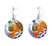 Sterling Silver Enamel Magical Phoenix Bird Earrings