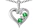 0.16 cttw Genuine Emerald and Diamond Heart Pendant - 14kt White Gold
