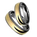 Jaha Classic Titanium Wedding Band Set with 14kt. Yellow Gold Center