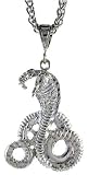 Sterling Silver 1 1/2 (38 mm) Diamond Cut Cobra Snake Pendant