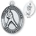 Sterling Silver Saint Christopher Mens-Boys Baseball Medal and 24-inch Chain