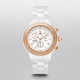Michele Jetway White Ceramic Diamond Rose Gold Quartz Women's Watch - MWW17B000008