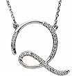 14k White Gold Brilliant Initial Q Diamond Necklace