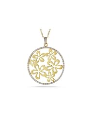 I. Reiss 14K Gold Floral Pendant, Surrounded by Diamonds.