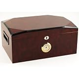 Tapered Burl Cigar Humidor Beveled Top 100 Count