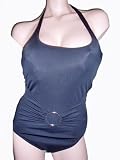 Suddenly Slim by Anne Cole Black Halter One Piece Swimsuit