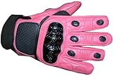 Womens Pink Leather Motorcycle Protector Gloves